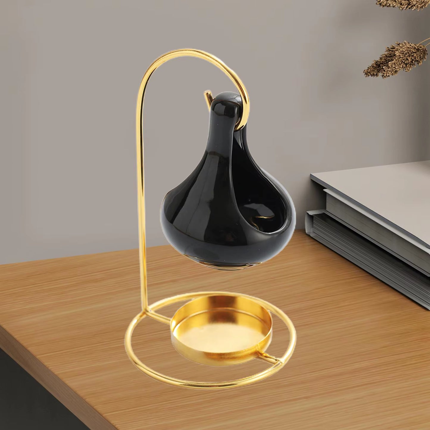 6.7Inch Ceramic Wax Melt Burner Essential Oil Diffuser Home Decor Iron Stand