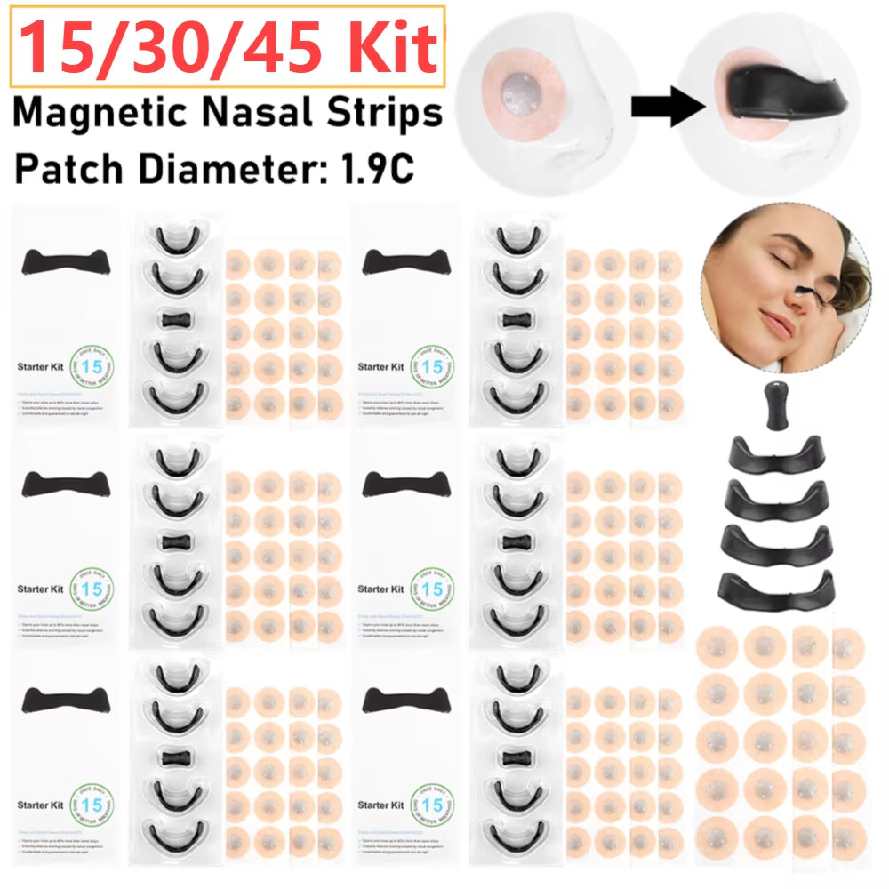 1/2/3Kits Magnetic Nasal Strips&Clips Nasal Breathing Dilators Air Intake Improve Sleeping Reduce Snoring Nasal for Nighttime 