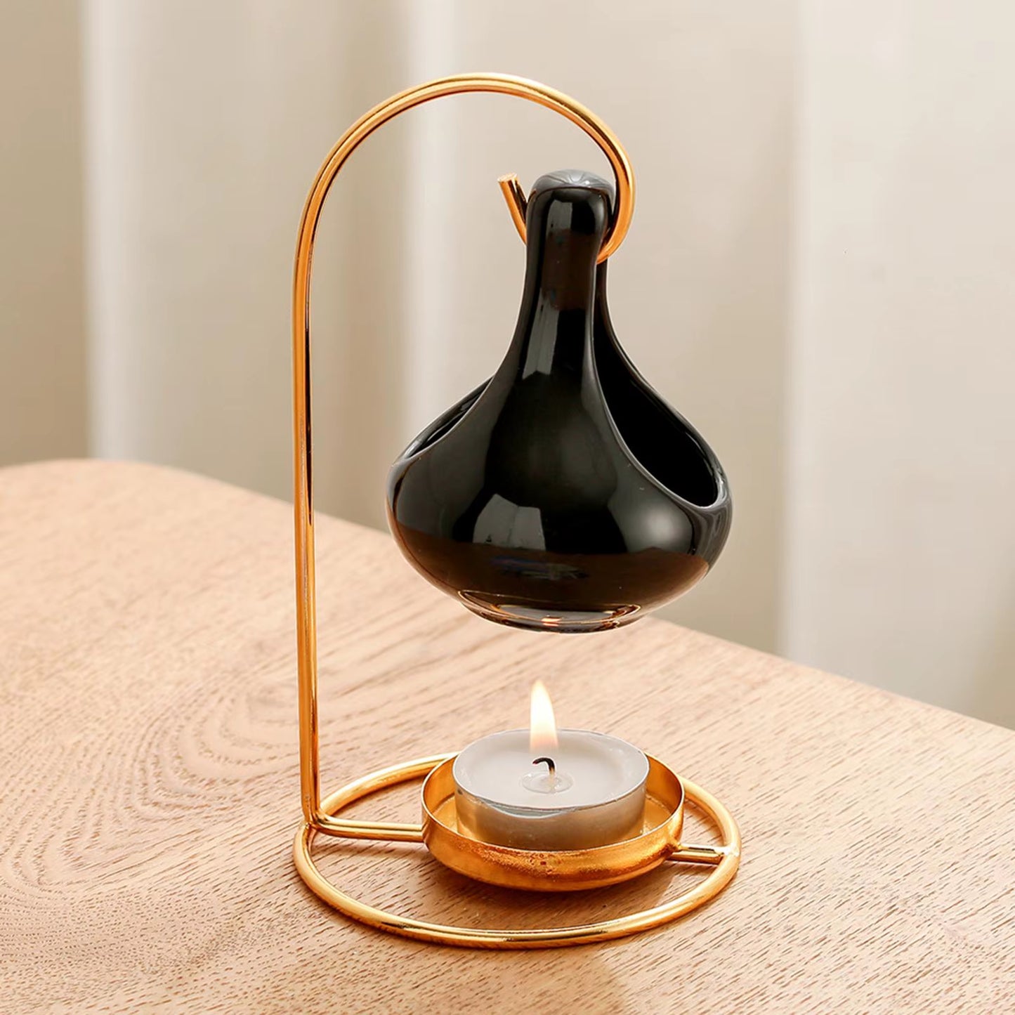 6.7Inch Ceramic Wax Melt Burner Essential Oil Diffuser Home Decor Iron Stand