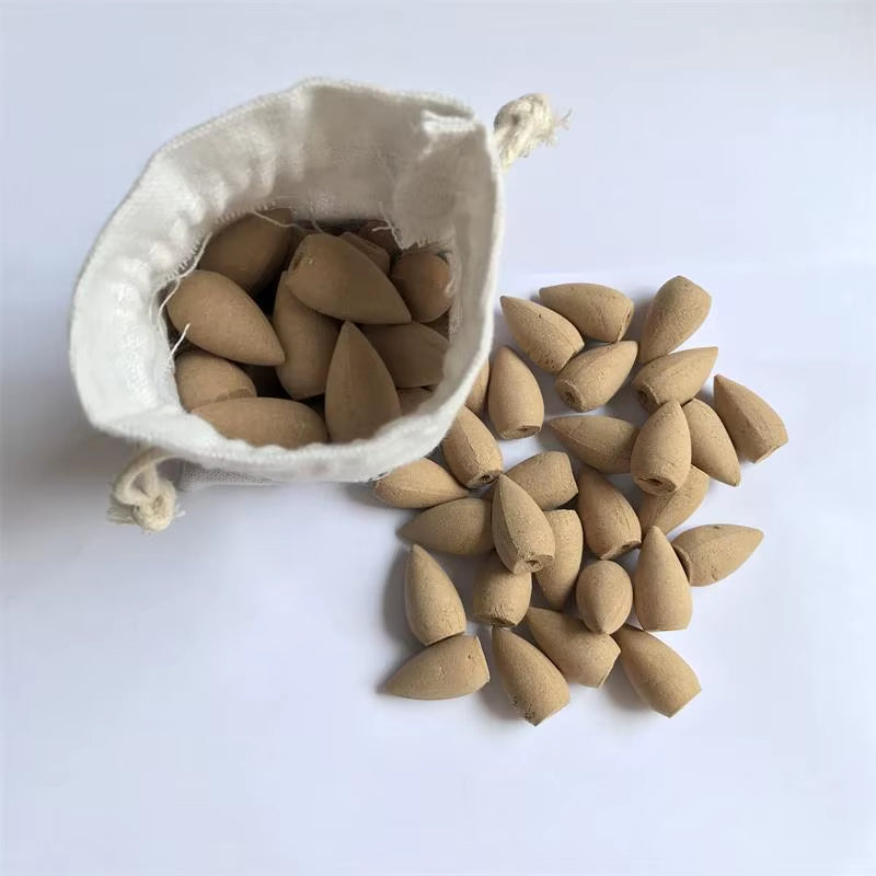 Natural Fragrance Smoke Backflow Cone Incense 45Pcs Cloth Bag Bullet Incense Cones Sandalwood Tibetan Wormwood Tower Incense