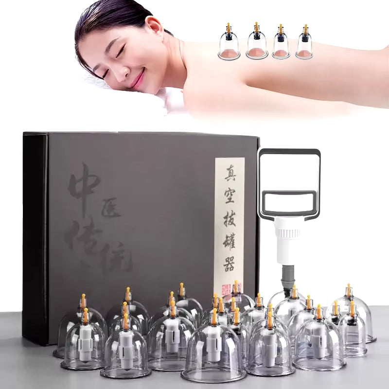 12 Cans Vacuum Cupping Glasses Set Suction Cups Ventosa Pumps Anti-Cellulite Chinese Medicine Physiotherapy Massager for Body