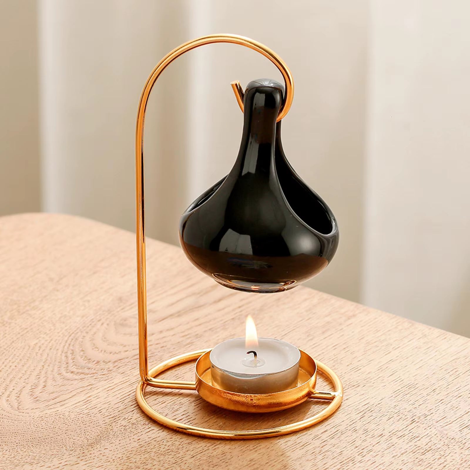 6.7Inch Ceramic Wax Melt Burner Essential Oil Diffuser Home Decor Iron Stand