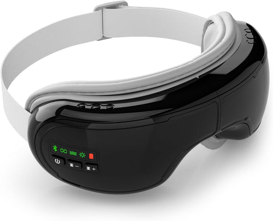 Eye Massager with Heat,Fsa/Hsa Eligible Eye Mask,Compression Massage,Eye Massager for Migraine Relief,Reduces Dark Circles, Eye Strain & Improve Sleep, Ideal Gift for Men/Women,Black