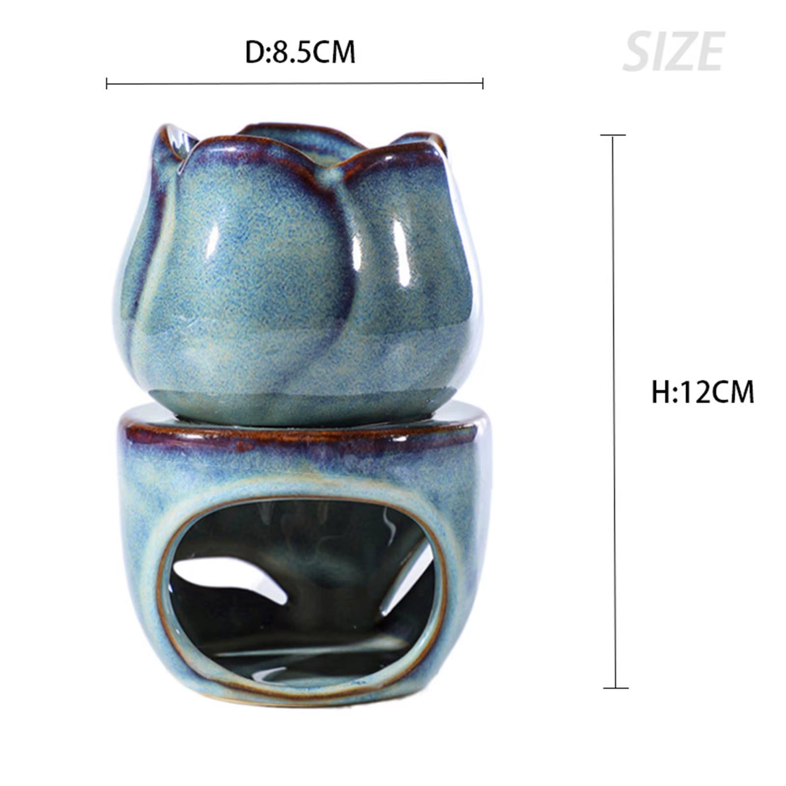 Tulip Ceramic Aromatherapy Oil Burner Split Furnace Wax Melt Fragrance Aroma Burner Holder Home Incense Wax Melt Candle Gift