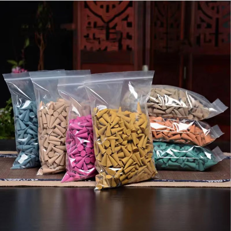 F 200/500/1000G Mix Natural Incense Cones India Jasmine Tibetan Bulk Tower Scents for Healty Room Yoga Meditation Household Gift